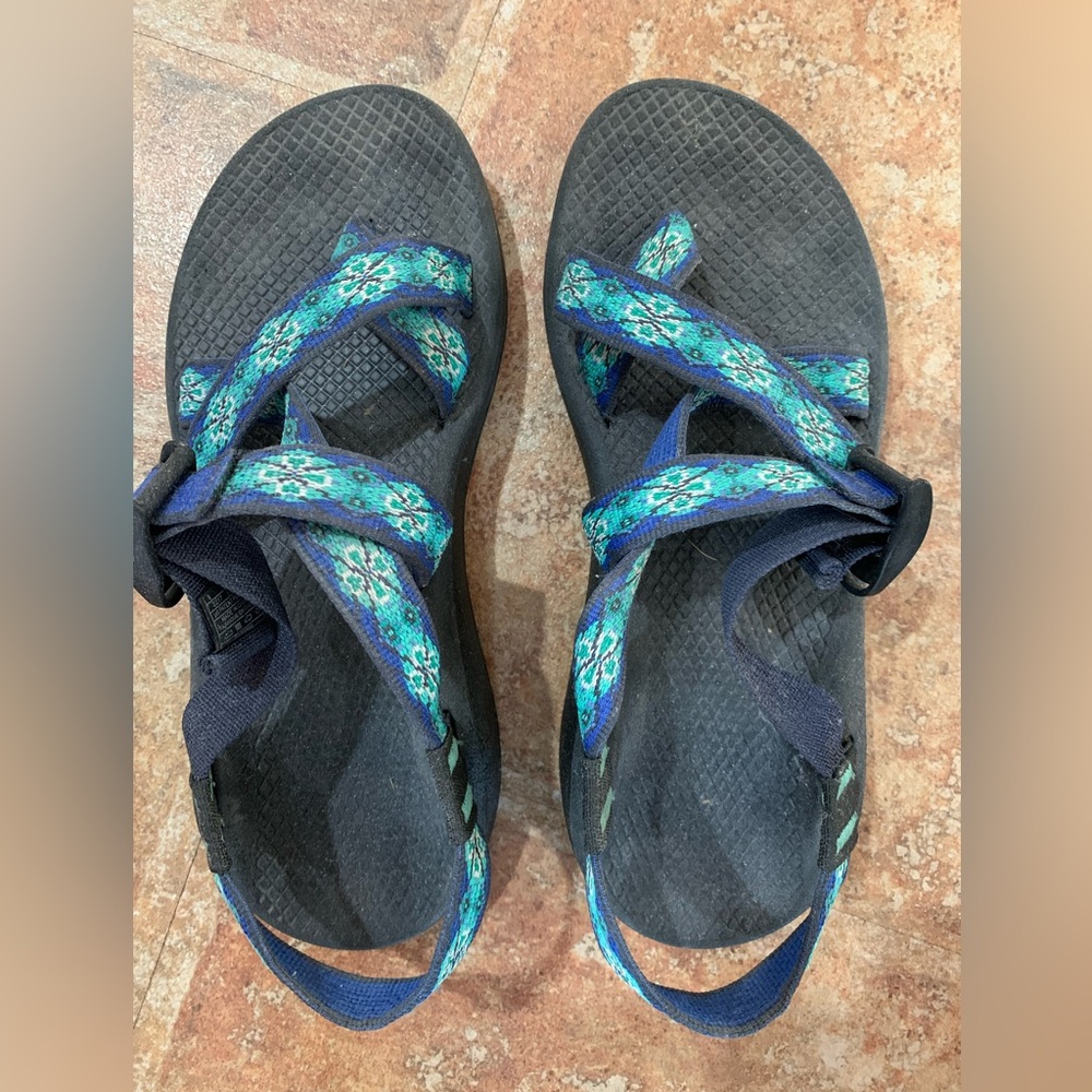 Chaco Blue and Green Sandals
